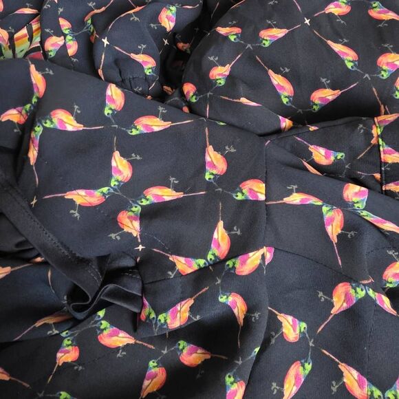 Daniel Rainn Bird Print Long Sleeve Romper Navy XS - Picture 6 of 12